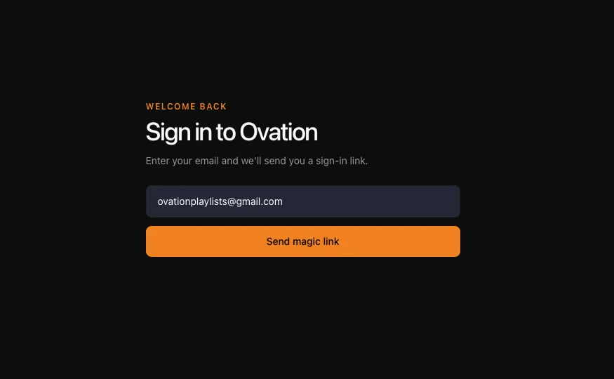 The sign-in page, showing the email input field