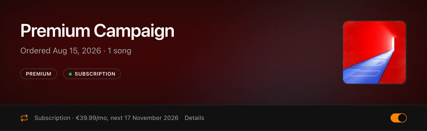 A campaign with a running subscription