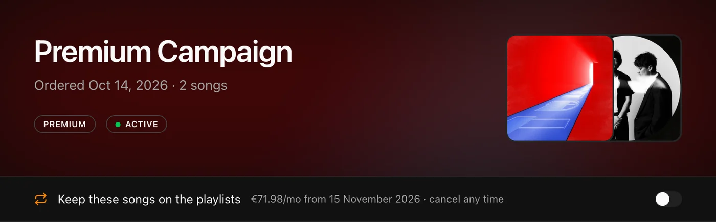 The subscription switch on a campaign page